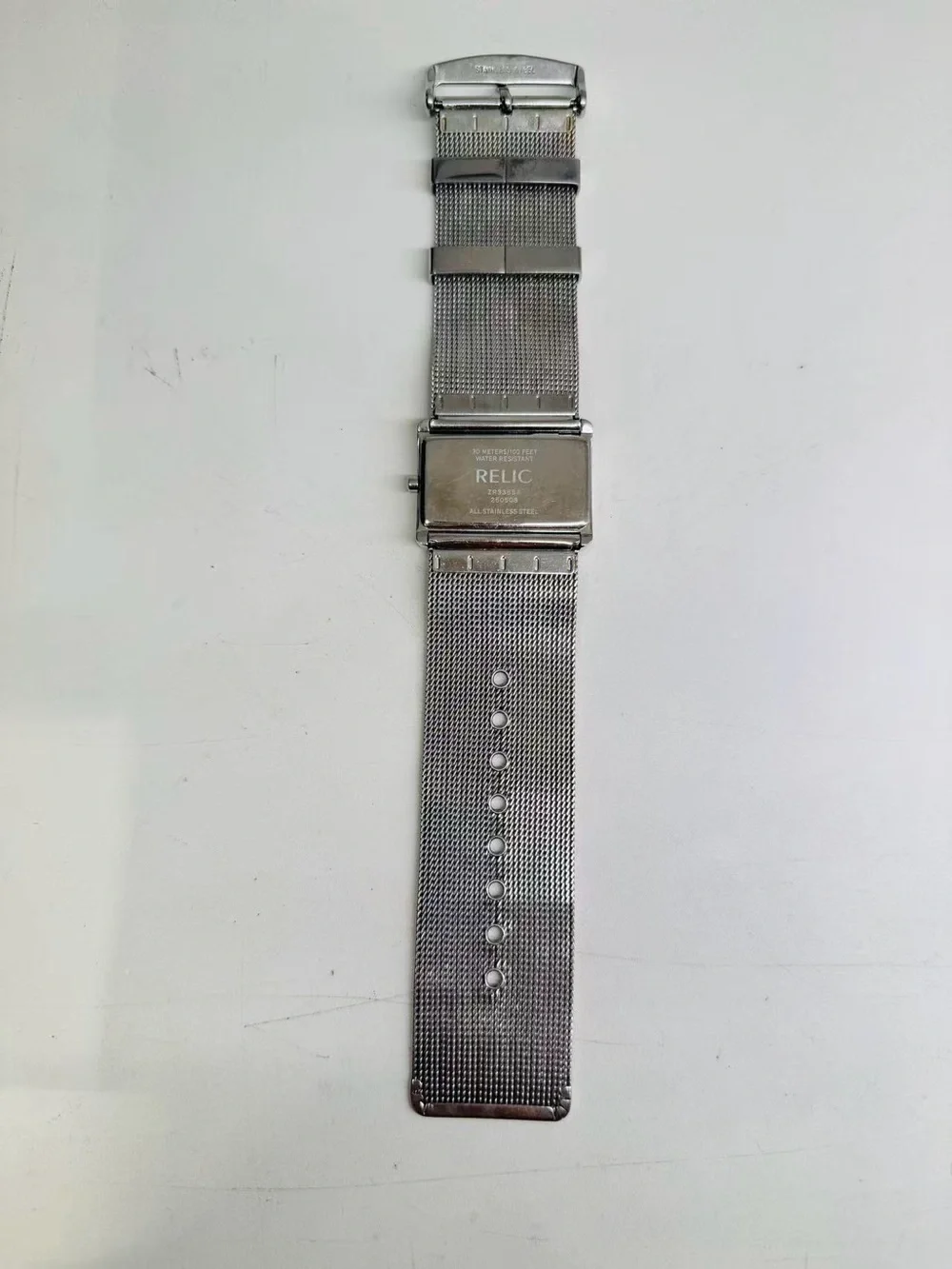 Relic Quartz Women’s Silver Tone Mesh Bracelet White Dial Watch Runs New Battery